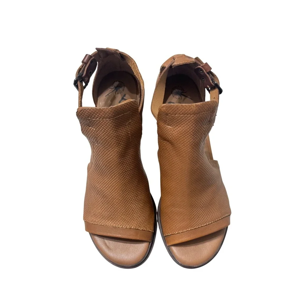 OTBT Metaphor Sandal Bootie Womens 7.5 Tan Block Heel Leather 7F848 - Picture 5 of 11